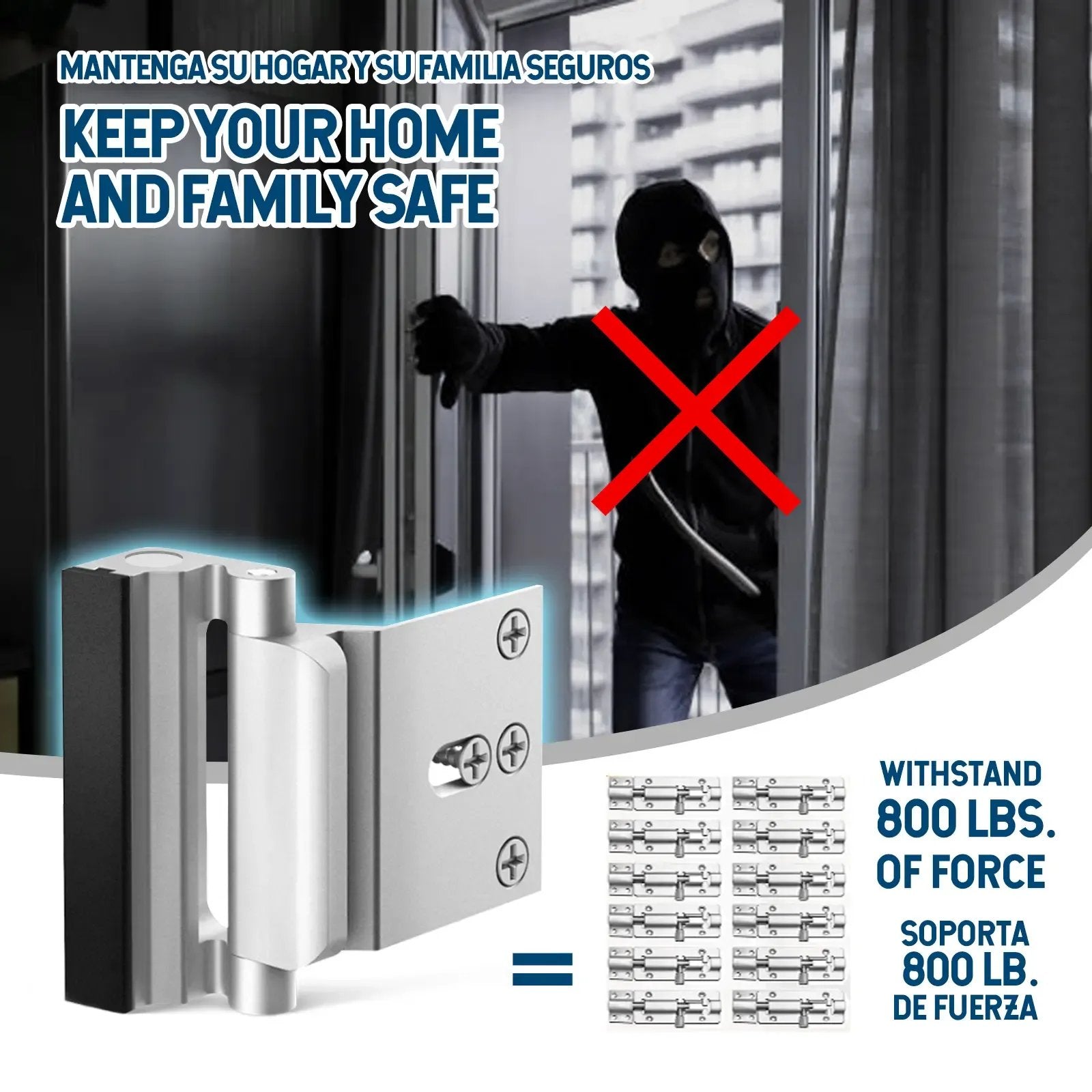 🔥Buy More Save More🔥2-Pack Security Door Locks, Heavy-Duty Aluminum Alloy, Anti-Force Intrusion