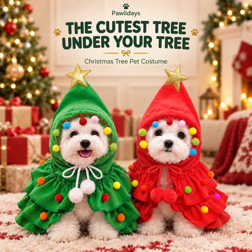 🎄Walking Christmas Tree Pet Costume ⭐ – Cozy Holiday Dress-Up Outfit for Dogs & Cats🐶🐱❤️