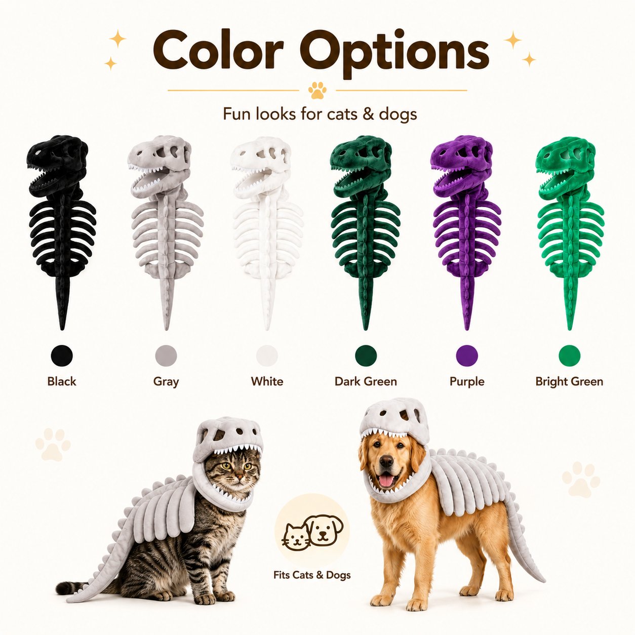 🦖 Halloween Season Sale 50% OFF– Glow-in-the-Dark Dinosaur Skeleton Pet Costume