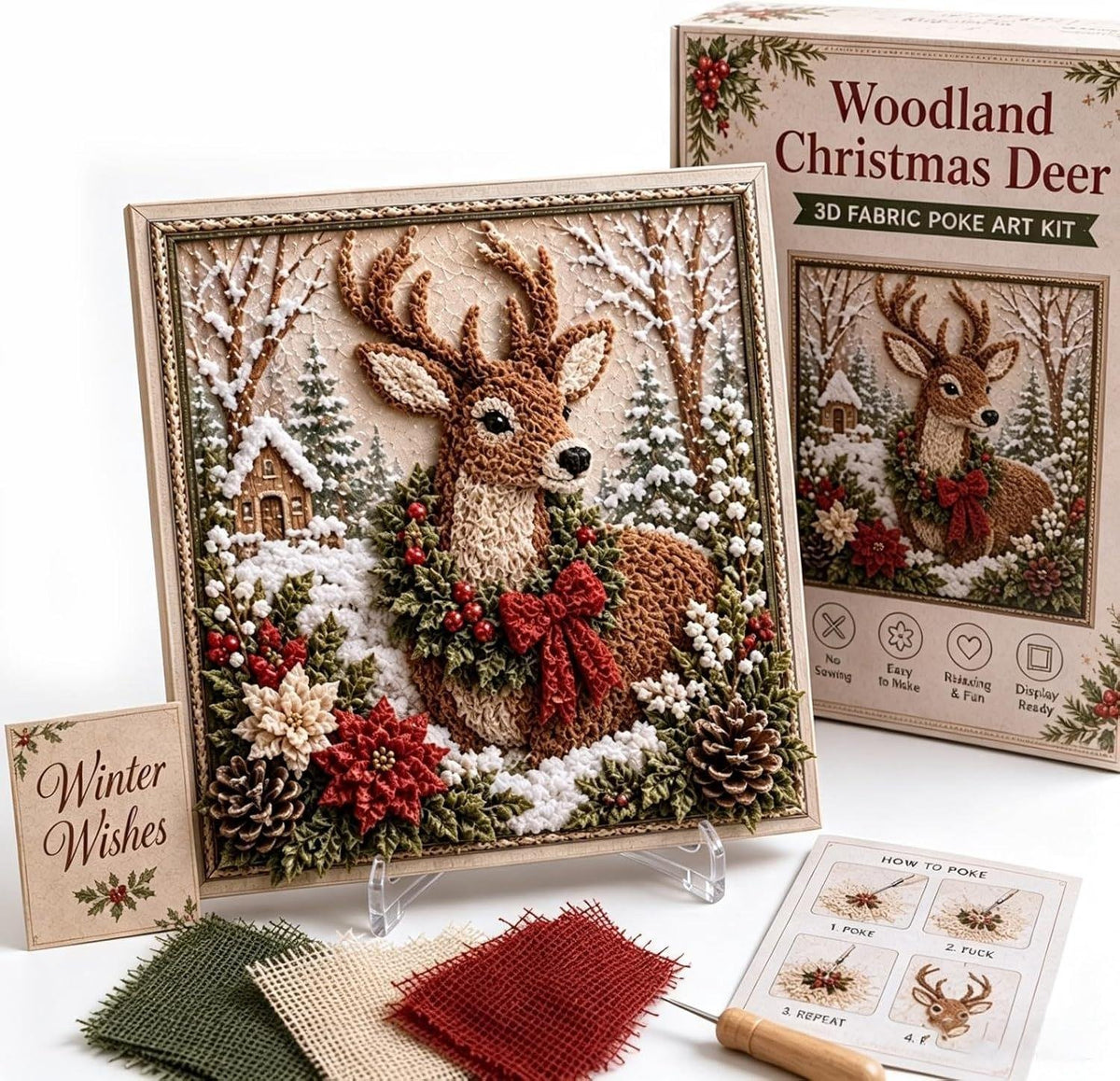 🔥HOT SALE 49% OFF 💥🎄 3D Christmas Fabric Poke Art DIY Craft Kit