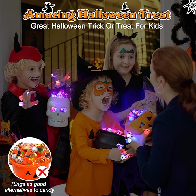 🔥🎃Spooky Season Hot Sale 50% OFF:£10.99‼️✨LED Light Halloween Glowing Ring 💍| Flashing Light‑Up Party Favor for Halloween Night👻