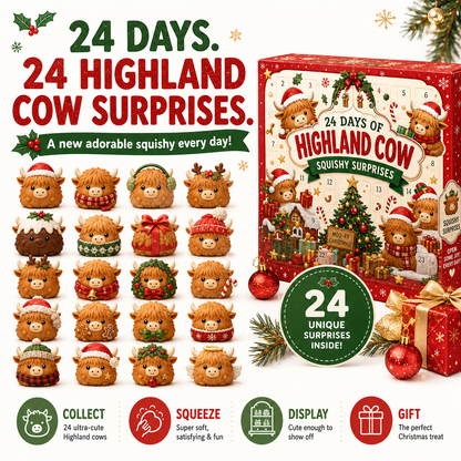 2026 Highland Cow Squishy Advent Calendar – 24 Days of Soft Christmas Surprises