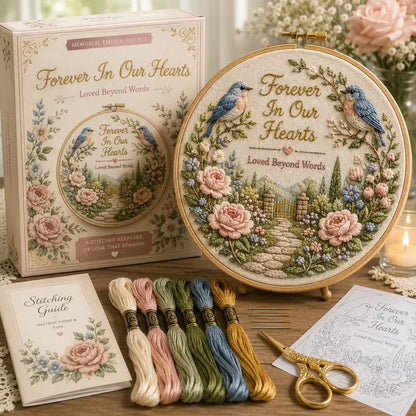 ⏳ Last Day 49% OFF –🕊️Beginner-Friendly Memorial Needlework Kit | Complete DIY Set with Pre-Printed Fabric, Wooden Hoop, Floss, Needles & Step-by-Step Guide Included ✨