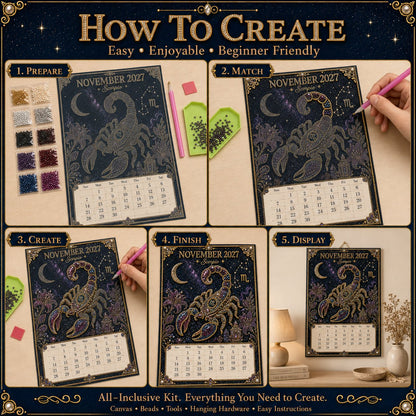 ⏳ Last Day 49% OFF – 🌙 Beginner-Friendly 2027 Twelve Zodiac Bead Art Calendar Kit | Complete Kit with Zodiac Design Base, Decorative Beads & Step-by-Step Guide Included 💕