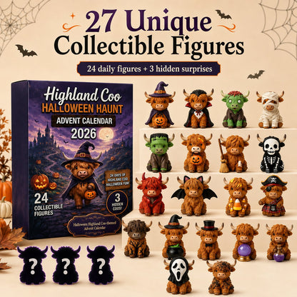 🎃 Highland Coo Halloween Advent Calendar 2026 – 27 Cute Collectible Figures Countdown Set