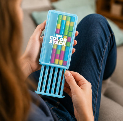 🌈 Mini Color Stack Challenge 🎯 – Portable Brain Teaser Travel Game with 40 Color Rings ✈️