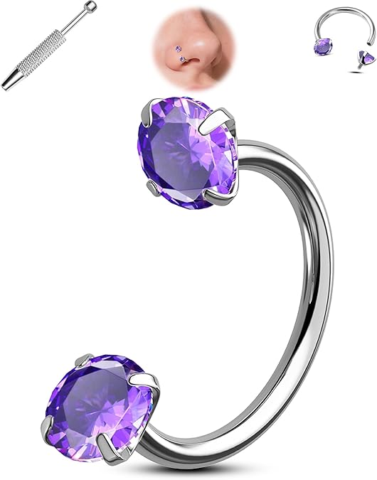 Buy 1 Get 1 Free⏰Horseshoe Gem Nose Ring – Internally Threaded & Comfortable