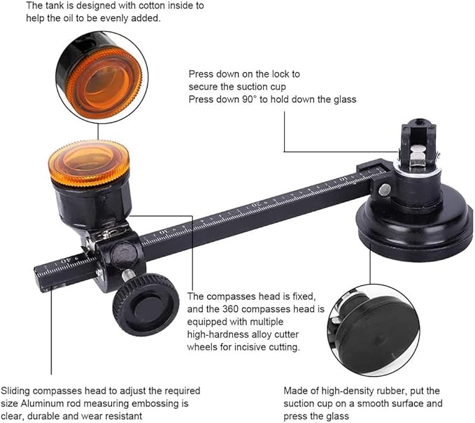 Glass Circle Cutter Tool for Tiles and Ceramics with Adjustable Features