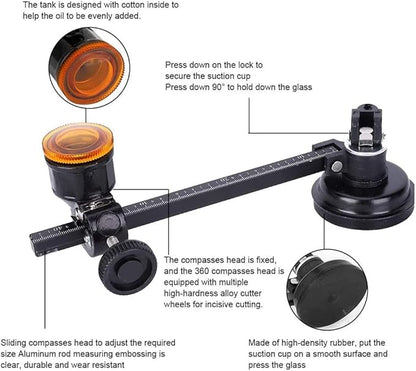 Glass Circle Cutter Tool for Tiles and Ceramics with Adjustable Features