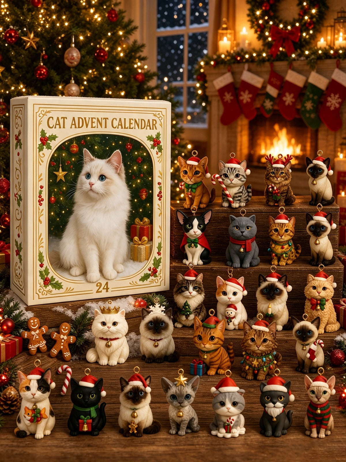 ⏰BUY 2 GET FREE SHIPPING⏰2026 Cat Advent Calendar Gift for Adults Friends Cat Owners and Lovers Christmas Holiday Countdown Gift 24 Designs Cats Charm Christmas Tree Ornament