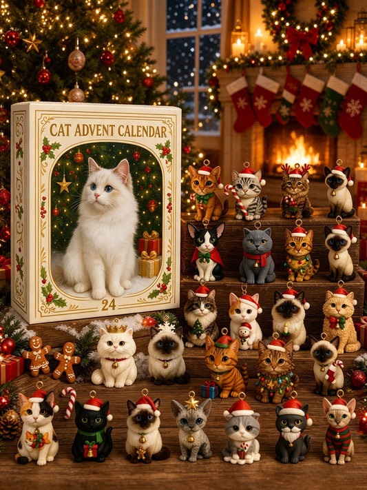 ⏰BUY 2 GET FREE SHIPPING⏰2026 Cat Advent Calendar Gift for Adults Friends Cat Owners and Lovers Christmas Holiday Countdown Gift 24 Designs Cats Charm Christmas Tree Ornament