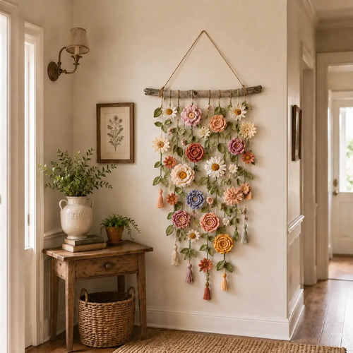 🔥🎁Boho Crochet Flower Wall Hanging Decor