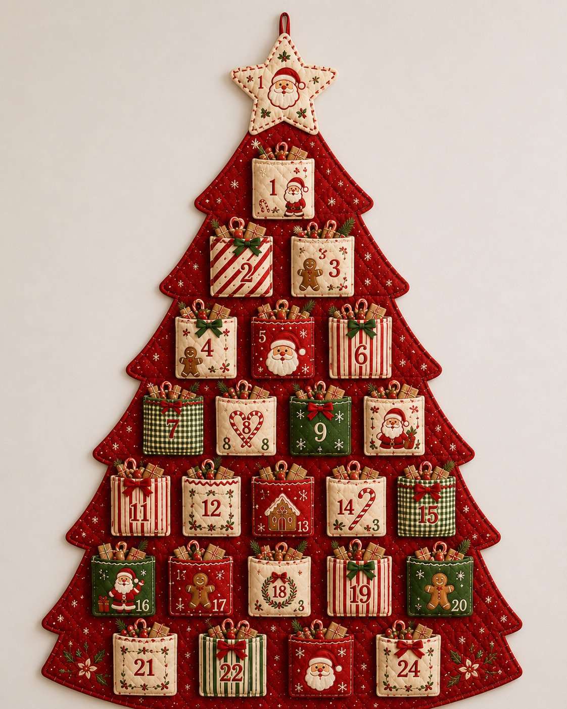 🔥Last Day 49% OFF - 🎄✨DIY 24-Pocket Fabric Christmas Advent Tree Kit
