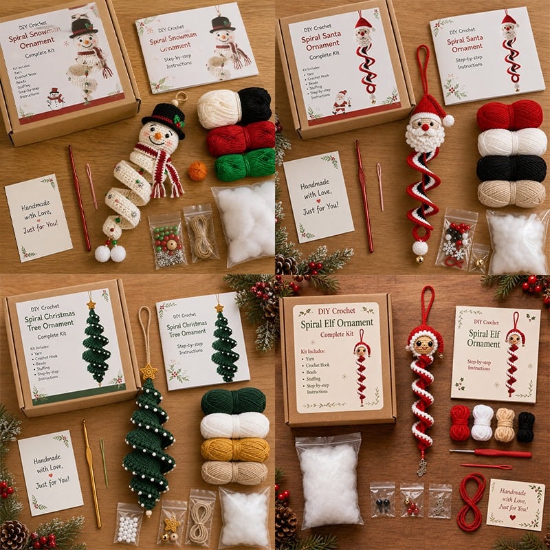 🔥HOT SALE 50% OFF - 🎅🌲Crochet Snowman Spiral Oranment DIY Kit