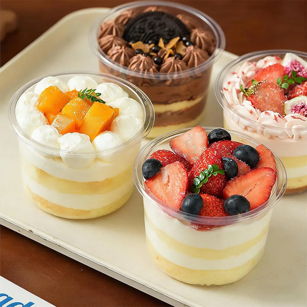 🍨 100 Pack Clear Dessert Cups with Lids & Spoons