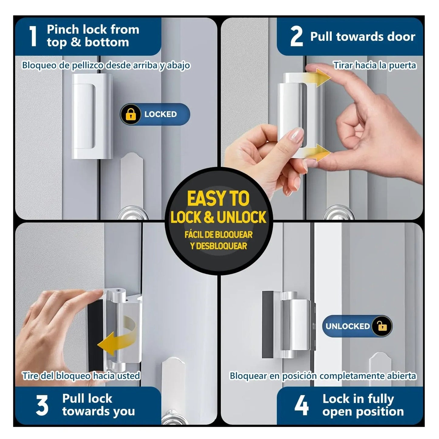 🔥Buy More Save More🔥2-Pack Security Door Locks, Heavy-Duty Aluminum Alloy, Anti-Force Intrusion