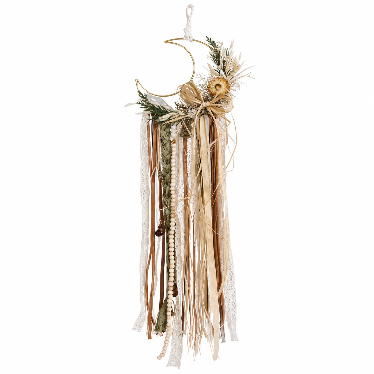 Celtic Moon Witch Bells Wall Hanging | Dried Flower Crescent Moon Door Hanger 🌙 (📦Buy 2 Free Shipping)