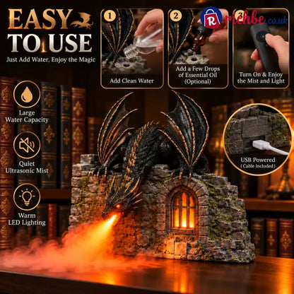 🔥🐉 Dragon Humidifier with Flame Effect – Fantasy Magic for Your Reading Nook