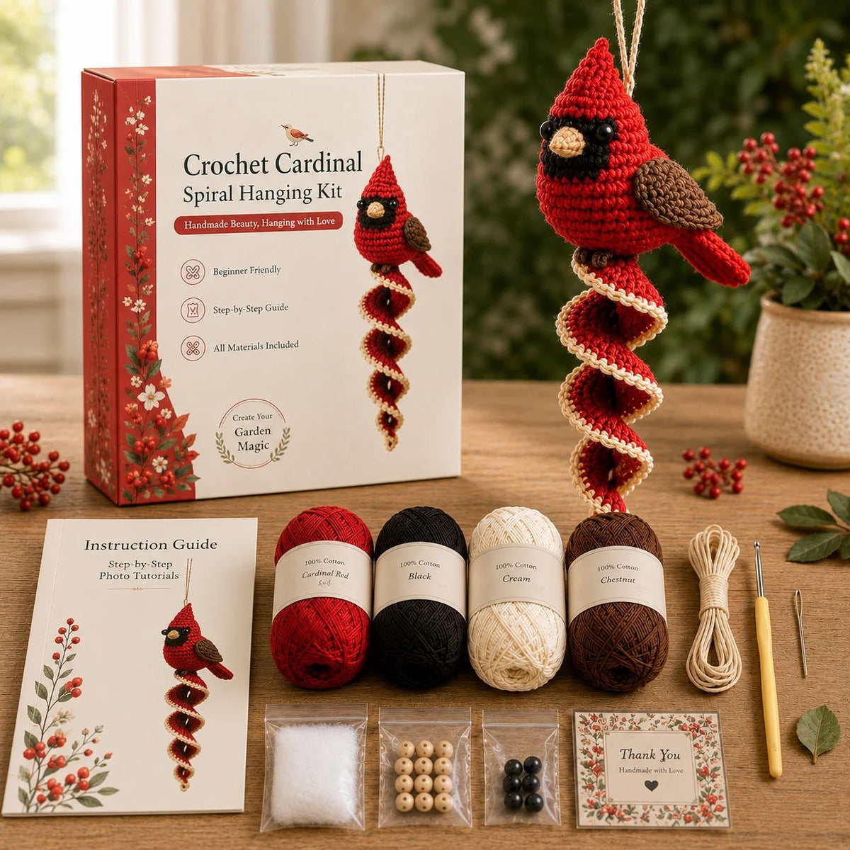 🧶🌿 Crochet Spiral Hanging Kit – Beginner-Friendly DIY Garden Animal Decor