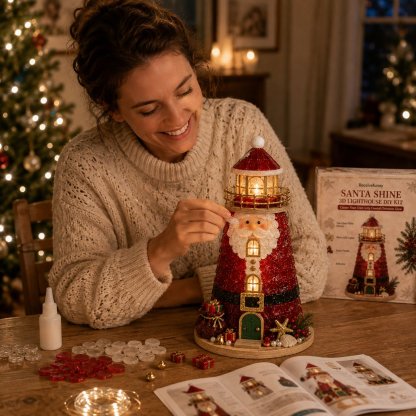 🎄Beginner-Friendly DIY Lighted Christmas Character Sea Glass-Style Lighthouse Kit Collection | Complete Kit with Sea Glass-Style Pieces, LED Lights & Step-by-Step Guide Included 💕