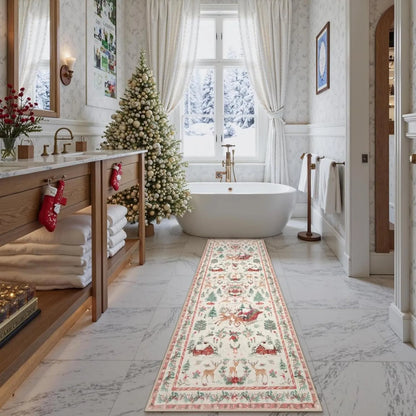 🎄🔥Soft Christmas Tree Santa Claus Carpet Runner