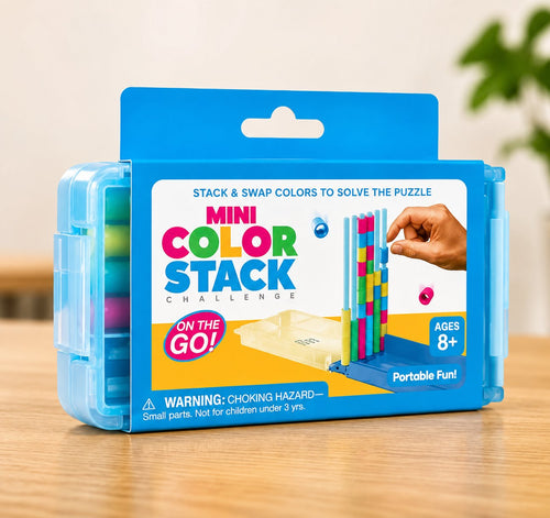 🌈 Mini Color Stack Challenge 🎯 – Portable Brain Teaser Travel Game with 40 Color Rings ✈️