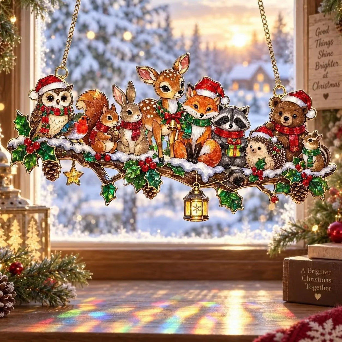 ✨ Whimsical Winter Suncatchers(11 types) | Shatterproof "Stained-Glass" Window Hangings 🎄
