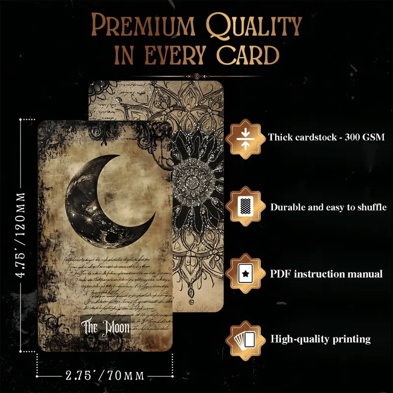 💀🖤Vintage Gothic Tarot Cards Set - 78 Tarot Cards Deck