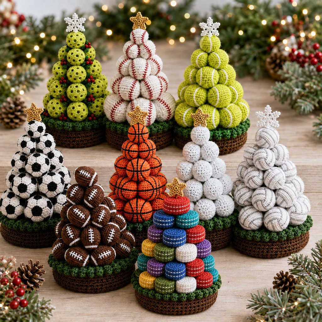 Sports Ball Christmas Tree Crochet Kit
