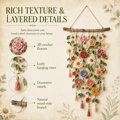 🔥🎁Boho Crochet Flower Wall Hanging Decor