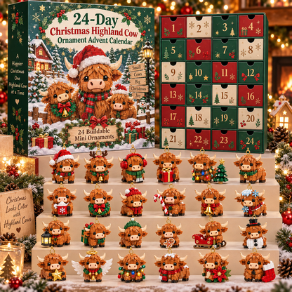 🐮🎄24 Days of Highland Cheer – Christmas Highland Cow Advent Calendar with 24 Mini Toys