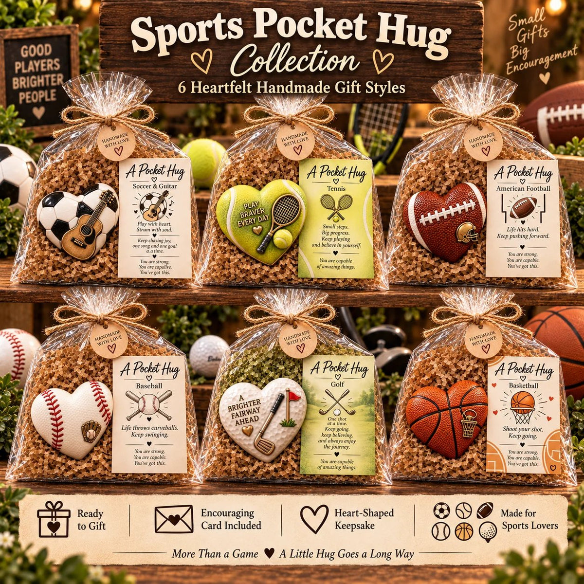 🏆 Sports Pocket Hug – Inspirational Keepsake Gift for Athletes & Sports Lovers ❤️