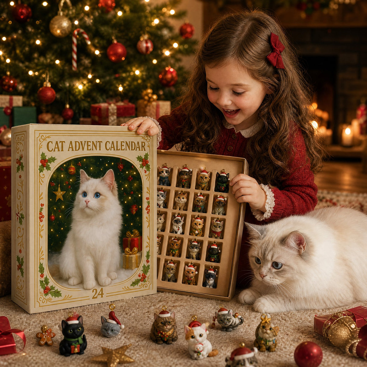 ⏰BUY 2 GET FREE SHIPPING⏰2026 Cat Advent Calendar Gift for Adults Friends Cat Owners and Lovers Christmas Holiday Countdown Gift 24 Designs Cats Charm Christmas Tree Ornament
