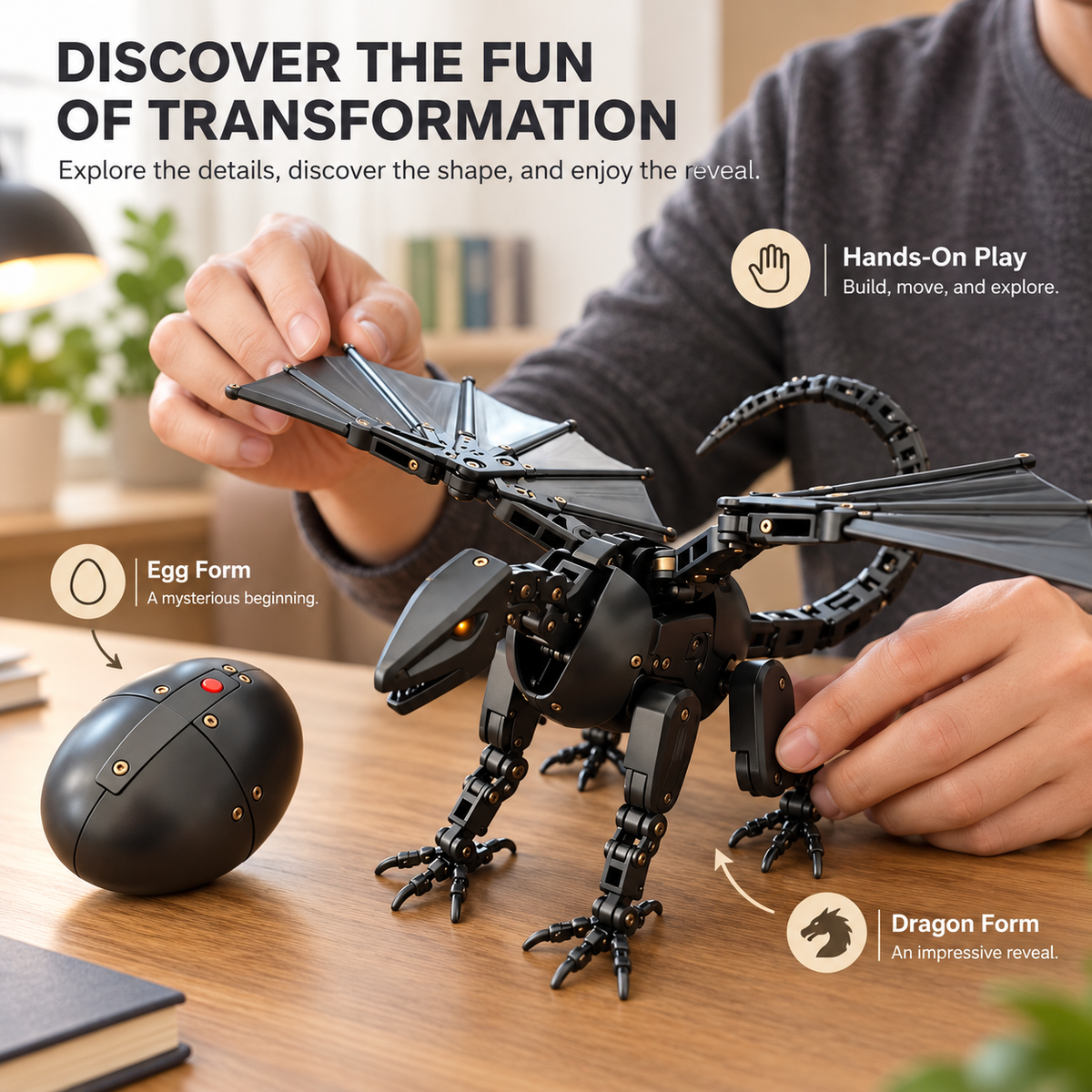 🔥🥚🐉 DragonMorph – Egg to Dragon Transforming Mechanical Toy