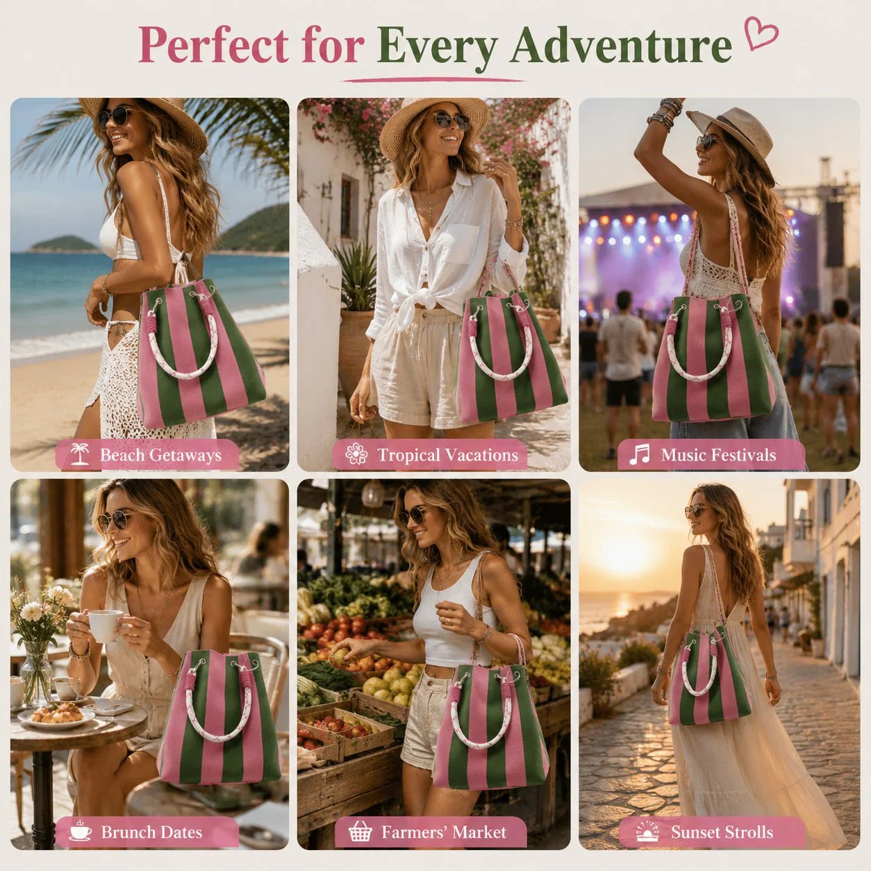 🏆👜 Limited-Time Sale: 43% OFF 🌴 Boho Striped Knit Bucket Handbag for Women – Handmade Summer Beach Shoulder Bag