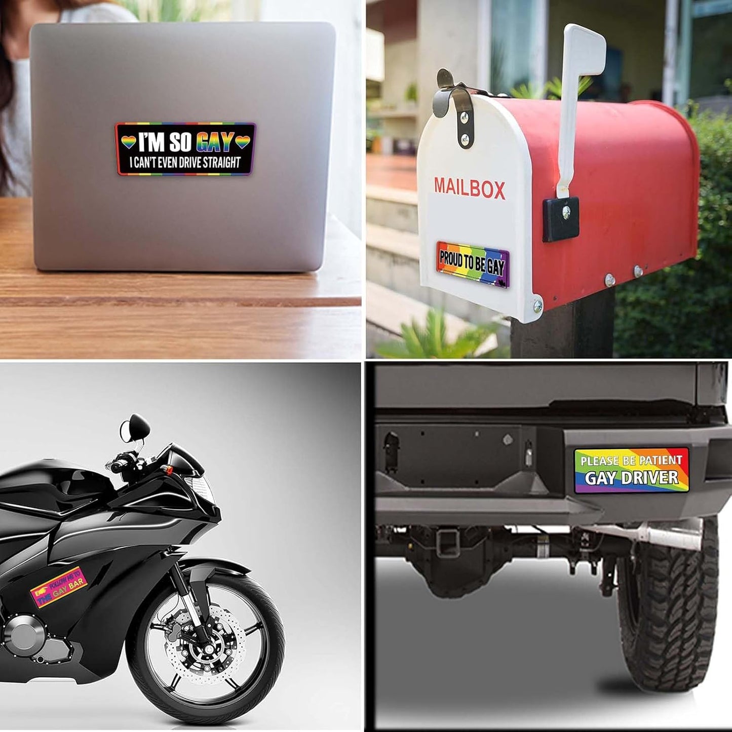 🚗12PCS Funny LGBT Rainbow Pride Prank Stickers