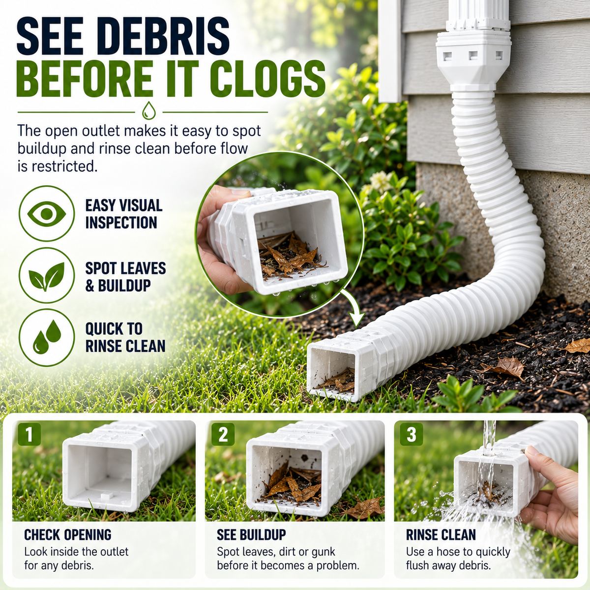 🏡 Flexible Rain Gutter Downspout Extension Kit  – Adjustable 22'-63' Drain Pipe with Leaf Filter for Foundation Protection