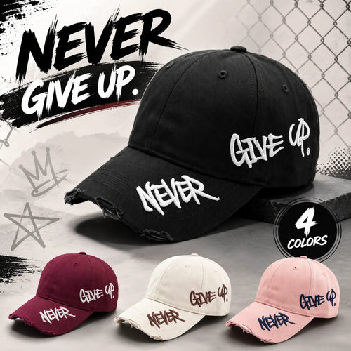 Unisex "Never Give Up" Embroidered Baseball Cap – Adjustable Curved Brim Sun Hat