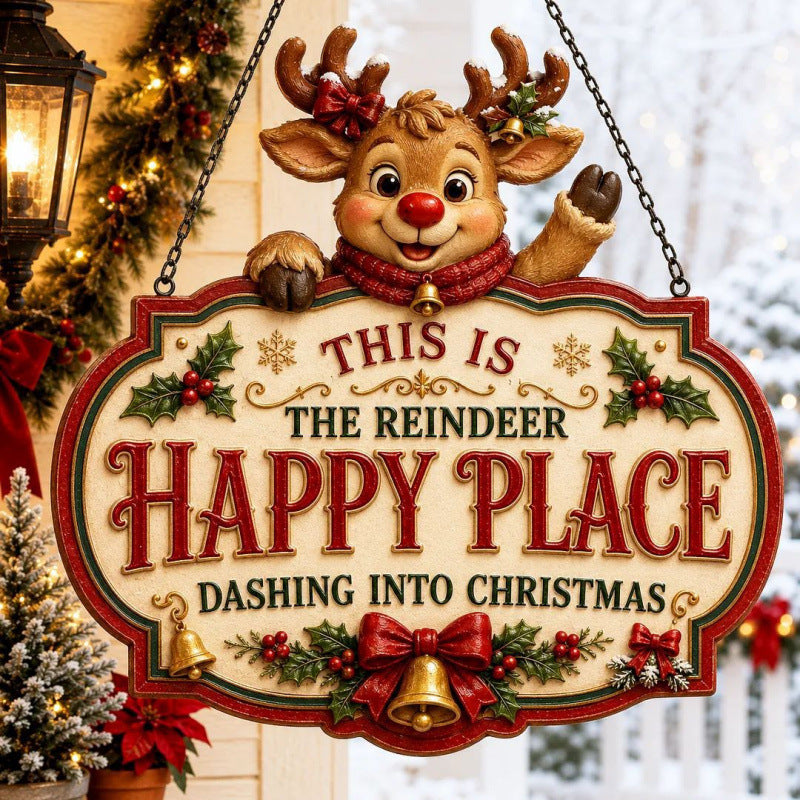 🎅Last Day 49% OFF – Christmas Happy Place Hanging Sign