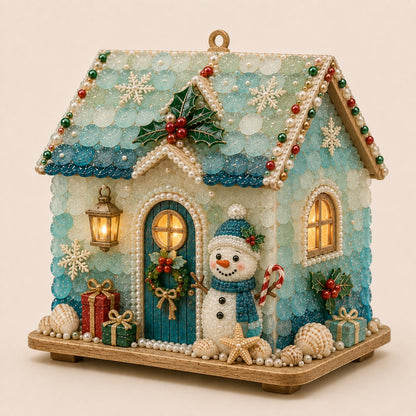 ⏳ Last Day 49% OFF – 🏡 Beginner-Friendly DIY Glowing Coastal Glass-Style Christmas Cottage Kit Collection | Complete Kit with Sea Glass-Style Pieces, Pearl Beads & Step-by-Step Guide Included 💕