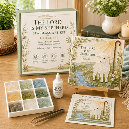 💥 LAST DAY 49% OFF - ✝️ Psalms of Comfort & Strength Sea Glass Art Kit