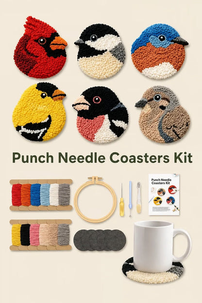 🔥LAST DAY 49% OFF - 🧵Beginner-Friendly🐦DIY Bird Coasters Punch Needle Kit
