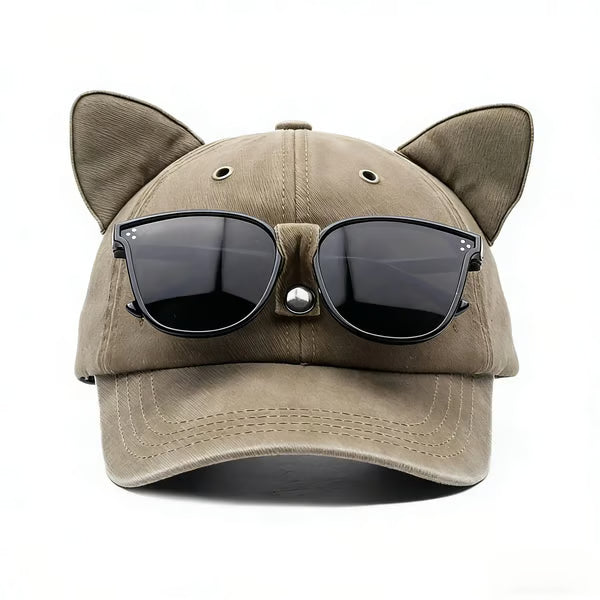 🧢Y2K Cat Ear Trucker Hat with Detachable Sunglasses Vintage