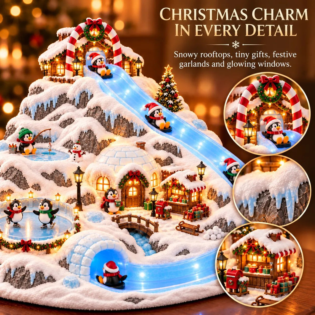 🐧❄️ Penguin Christmas Slide Village – Animated Penguins & Glowing Winter Wonderland 🎄✨