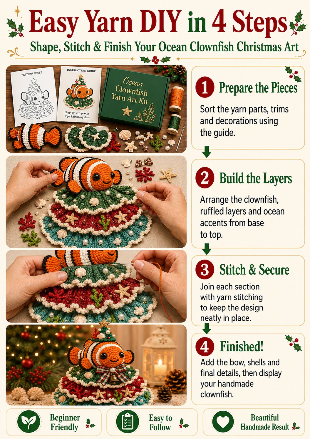 ⏳ Last Day 49% OFF – 🌊 Beginner-Friendly DIY Layered Ocean Christmas Yarn Art Kit Collection | Complete Kit with All Tools & Step-by-Step Guide Included 💕