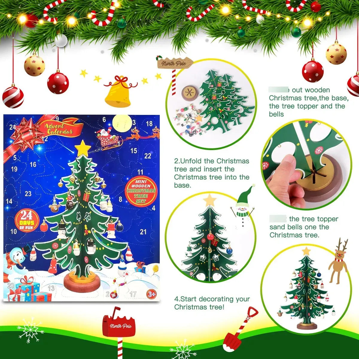 🔥LAST DAY 50% OFF - 🎄🎁 24-Day Christmas Tree Advent Calendar – Daily Ornament Surprises for Kids & Holiday Family Fun