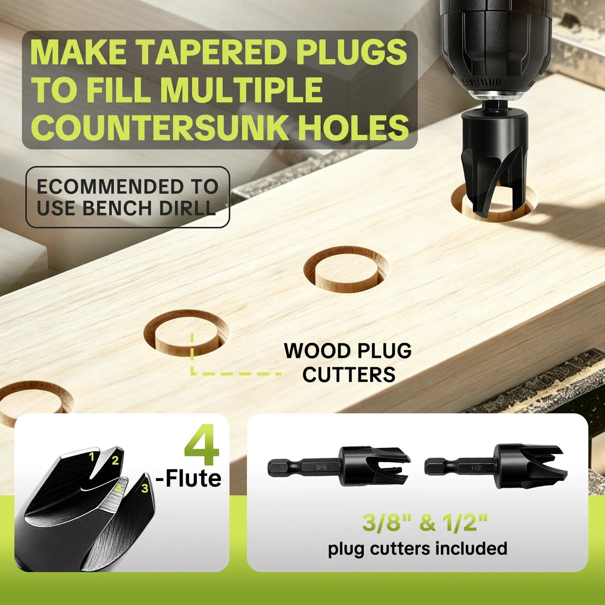 🛠️✨15-Piece Countersink Drill Bit Set – 1/4' Hex Shank, Depth Stop & Quick-Change Design