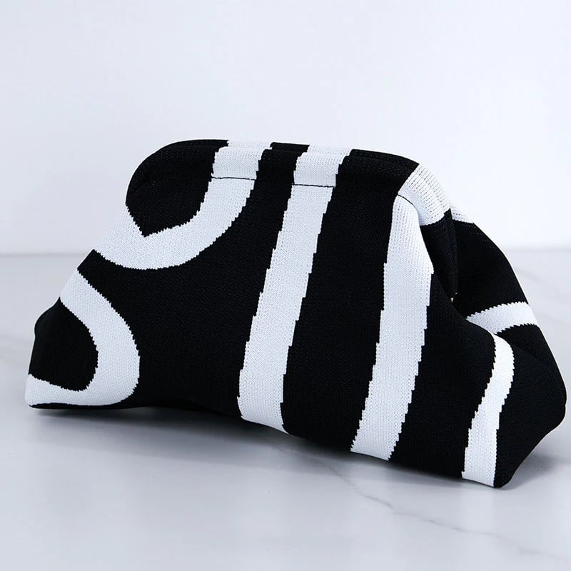 👜 Women's Striped/diamond Dot Cloud Handbag, Clip-Top Crossbody Bag