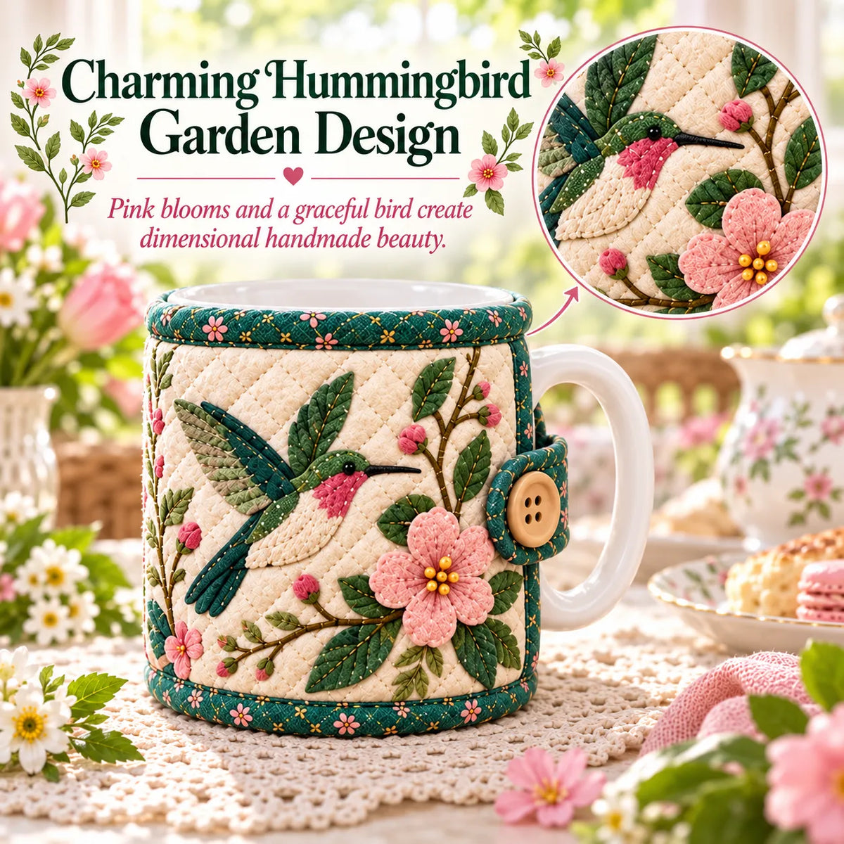 🌸Garden Quilted Mug Cozy DIY Kit