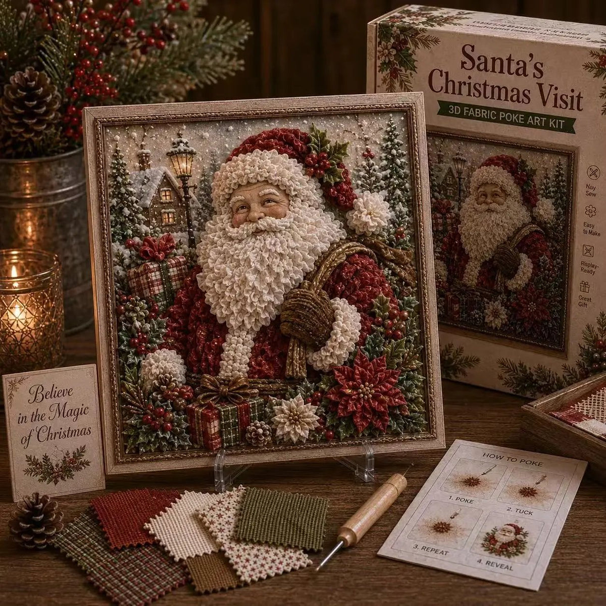 🔥HOT SALE 49% OFF 💥🎄 3D Christmas Fabric Poke Art DIY Craft Kit